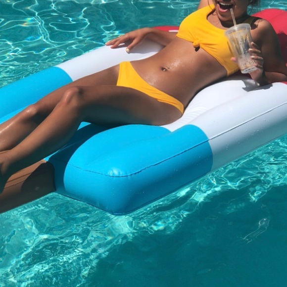 SOLD OUT CLEARANCE Yellow Knot Tie Front Top Cheeky Bikini Swimsuit - Picture 4 of 5